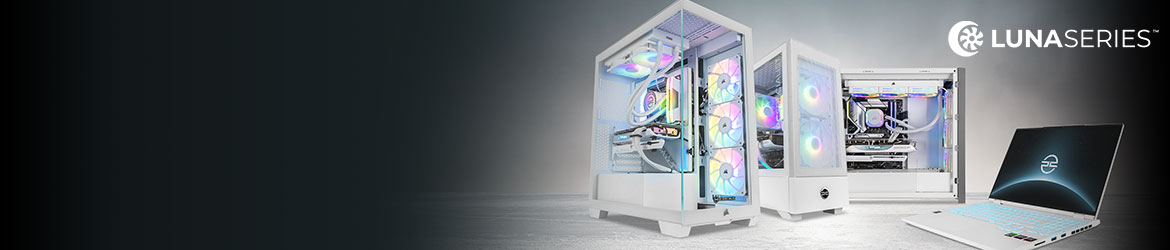 Luna Series™ Vi presenterar PCSpecialist Luna Series™ helvita konfiguratorer. De levererar enastående prestanda med en estetik som garanterat gör ett kraftfullt intryck i alla miljöer.