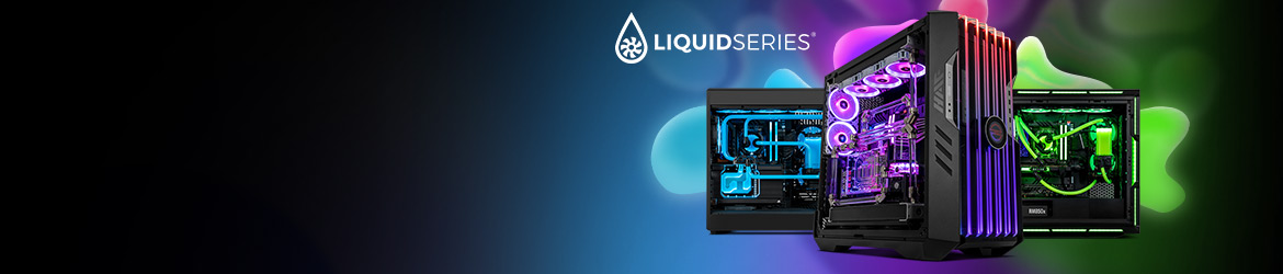 Liquid Series® Upptäck höjden av prestanda och stil med vattenkylda datorer i Liquid Series® på PCSpecialist.
