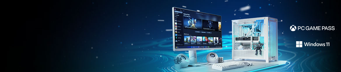 Dina spel överallt Spela hundratals PC-spel på ditt nya PCSpecialist-system med 1 månads PC Game Pass*